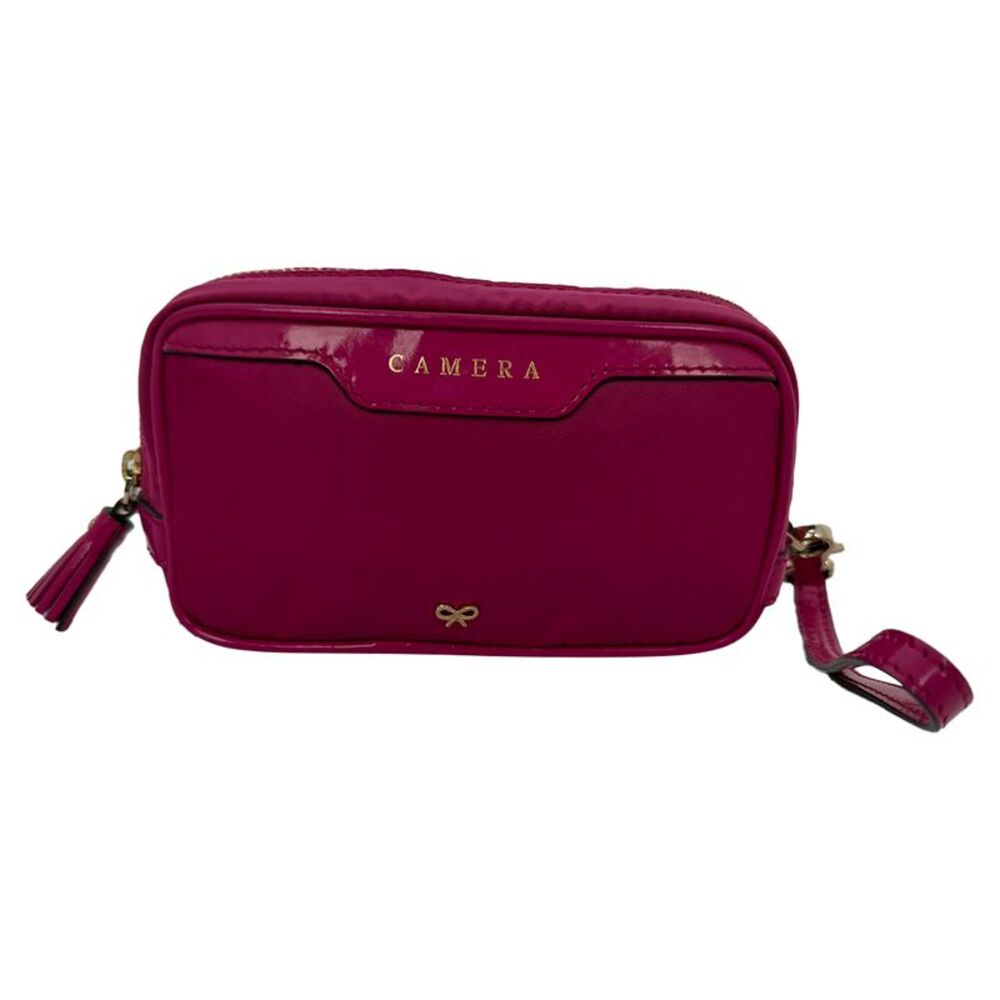 Anya Hindmarch Zipped Camera Pouch Bag in Pink Nylon